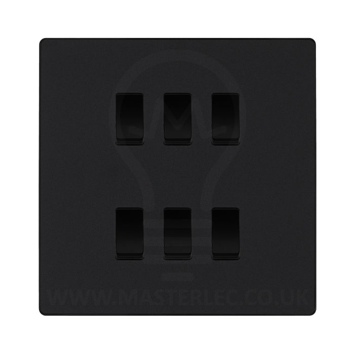 BG Evolve Matt Black 6 Gang Custom Grid Light Switch