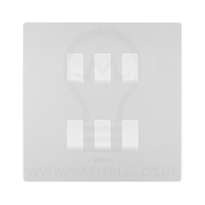 BG Evolve Brushed Steel 6 Gang Custom Grid Light Switch