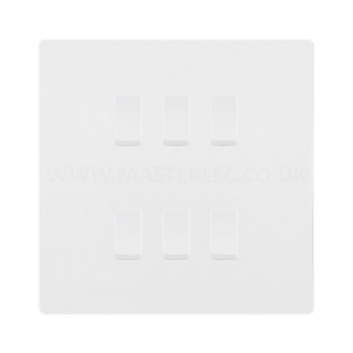 BG Evolve Pearlescent White 6 Gang Custom Grid Light Switch