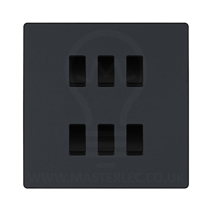 BG Evolve Matt Grey 6 Gang Custom Grid Light Switch