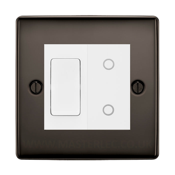 BG Black Nickel 2 Gang Custom Switch 1x 2 Way Switch 1x Secondary Touch Dimmer White Inserts