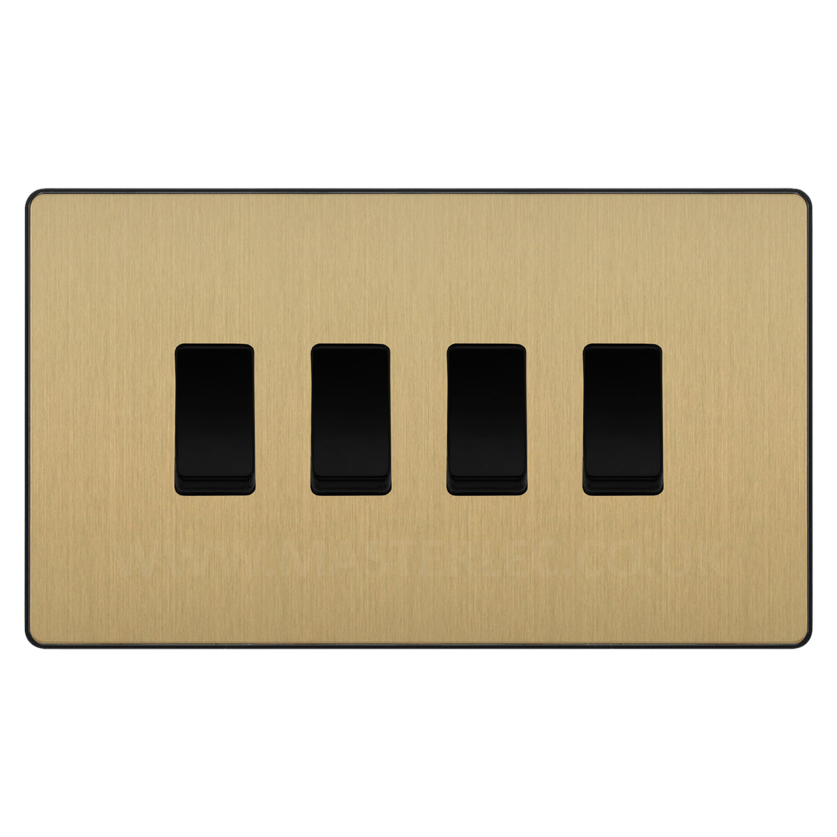 BG Evolve Satin Brass 4 Gang Custom Grid Light Switch Double Format