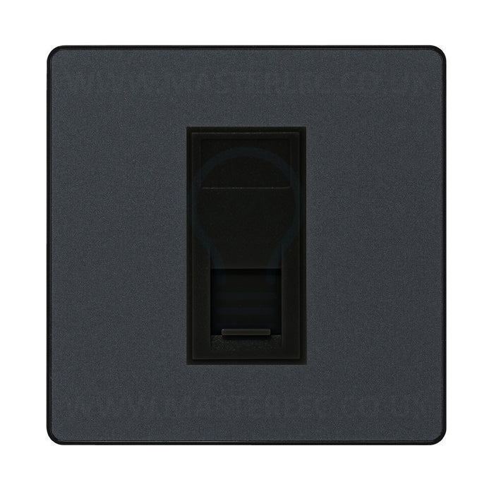 BG Evolve Matt Grey PCDMGRJ4516AB 1 Gang RJ45 CAT6A Data Ethernet Outlet Socket Black Insert