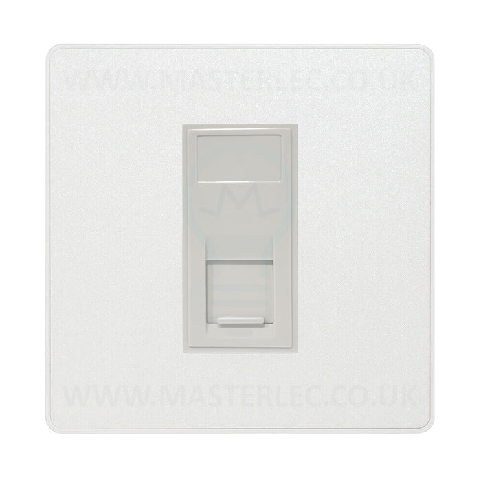 BG Evolve Pearlescent White PCDCLRJ4516AW 1 Gang RJ45 CAT6A Data Ethernet Outlet Socket White Insert