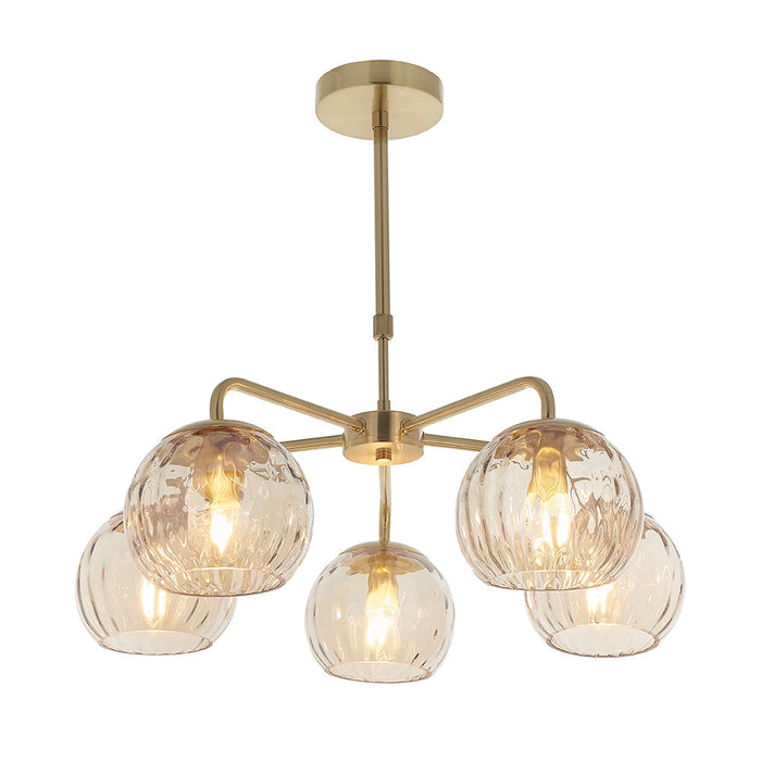 Endon Lighting Brushed Satin Gold Dimple 5lt Pendant 91969