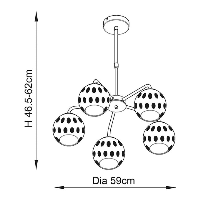 Endon Lighting Brushed Satin Gold Dimple 5lt Pendant 91969