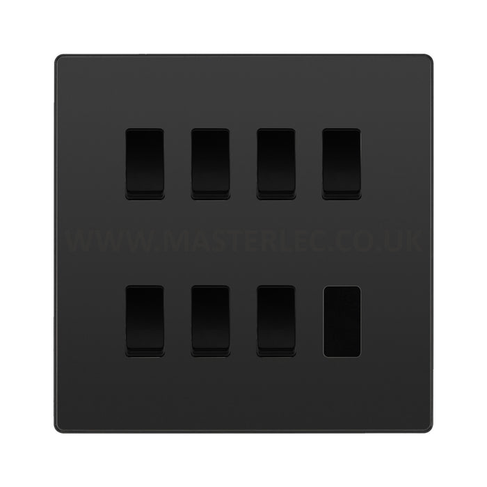 BG Evolve Black Chrome 7 Gang Custom Grid Light Switch