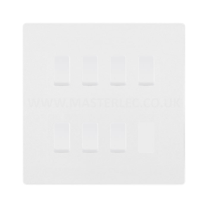 BG Evolve Pearlescent White 7 Gang Custom Grid Light Switch