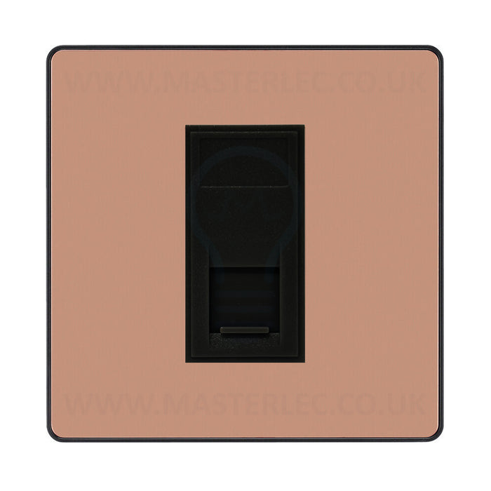 BG Evolve Polished Copper PCDCPRJ4516AB 1 Gang RJ45 CAT6A Data Ethernet Outlet Socket Black Insert