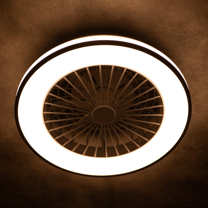 Kanlux 38033 PLAVE LED CCT Ceiling Mounted Lighting Fixture with Fan Black White