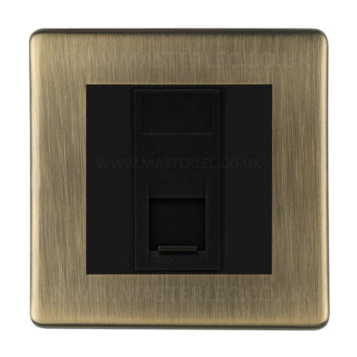 Antique Brass Screwless CABRJ4516AB 1 Gang RJ45 CAT6A Data Ethernet Outlet Socket Black Insert