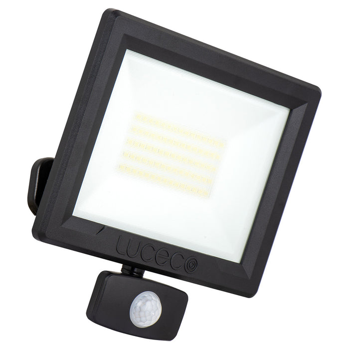 Luceco 50-Watt Essence Security PIR Floodlight with Ball Joint EFLD50B40P-06 4000K IP65 Black