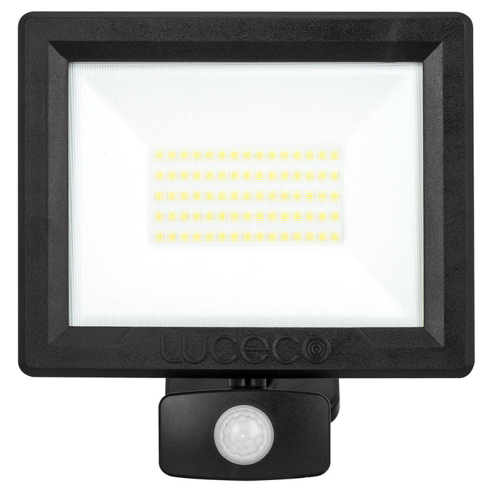 Luceco 50-Watt Essence Security PIR Floodlight with Ball Joint EFLD50B40P-06 4000K IP65 Black