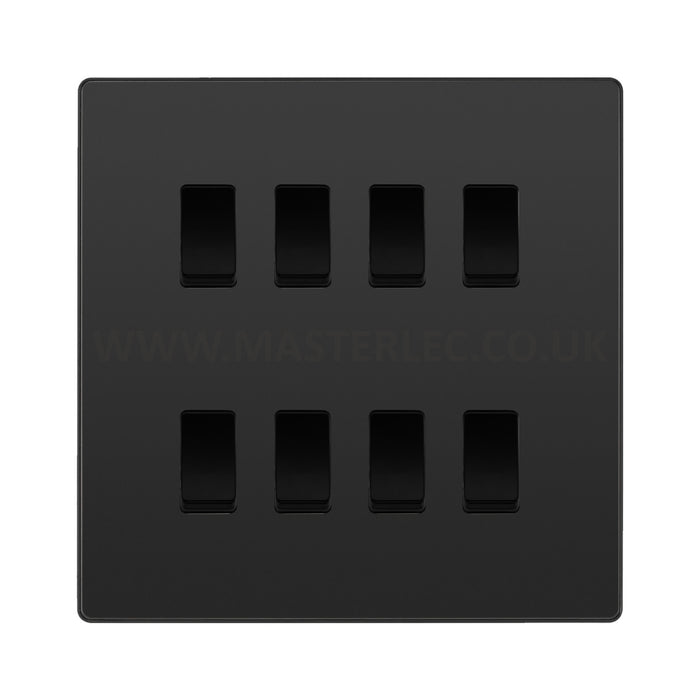 BG Evolve Black Chrome 8 Gang Custom Grid Light Switch