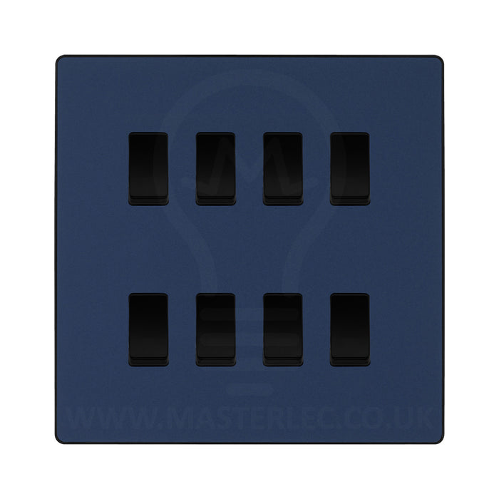 BG Evolve Matt Blue 8 Gang Custom Grid Light Switch