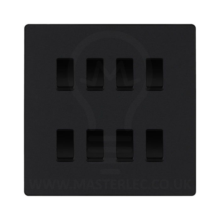 BG Evolve Matt Black 8 Gang Custom Grid Light Switch