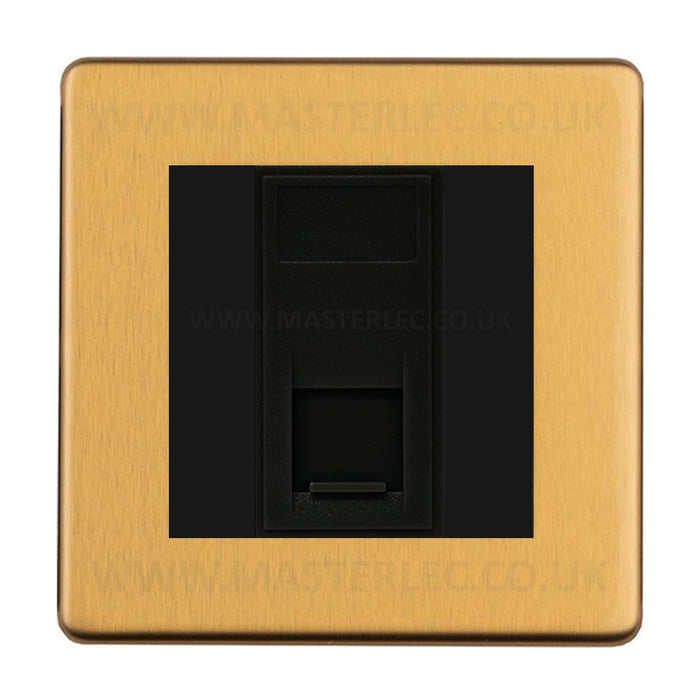 Antique Gold Screwless CAGRJ4516AB 1 Gang RJ45 CAT6A Data Ethernet Outlet Socket Black Insert