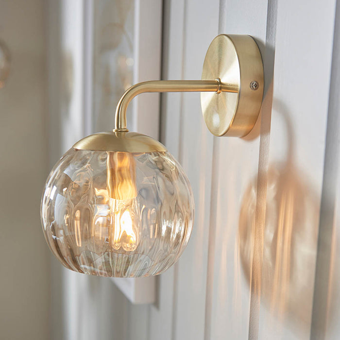 Endon Lighting Brushed satin Gold Dimple Wall Light 91970