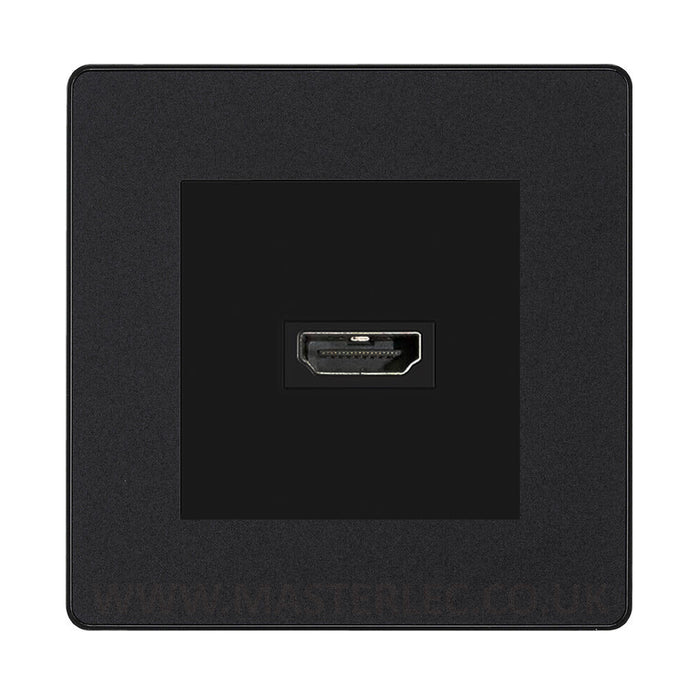 BG Evolve Matt Black Screwless 1 Gang HDMI Socket