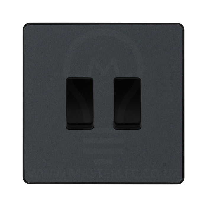 BG Evolve Matt Grey 2 Gang Intermediate Custom Grid Light Switch