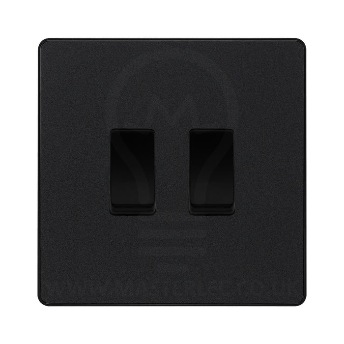 BG Evolve Matt Black 2 Gang Intermediate Custom Grid Light Switch