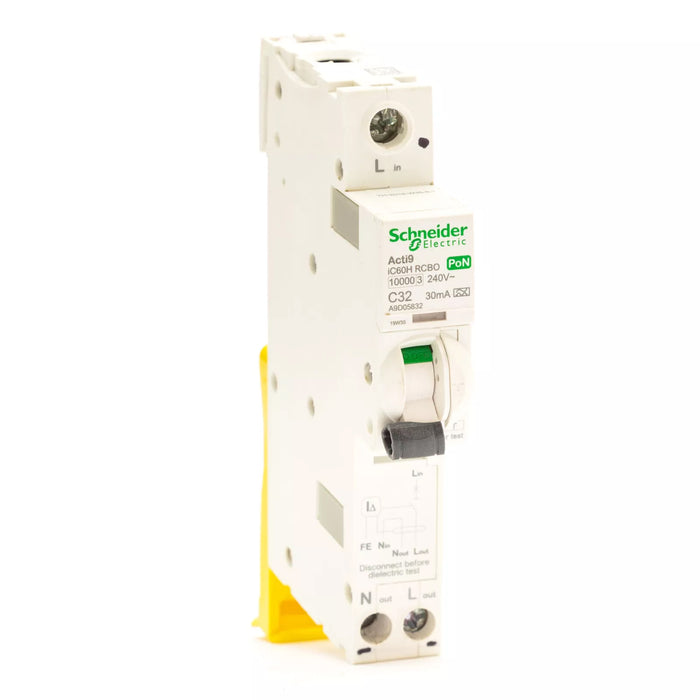 Schneider A9D05832 Acti9 iC60H RCBO PoN 1P+Ns 32A C Curve 30mA Type A