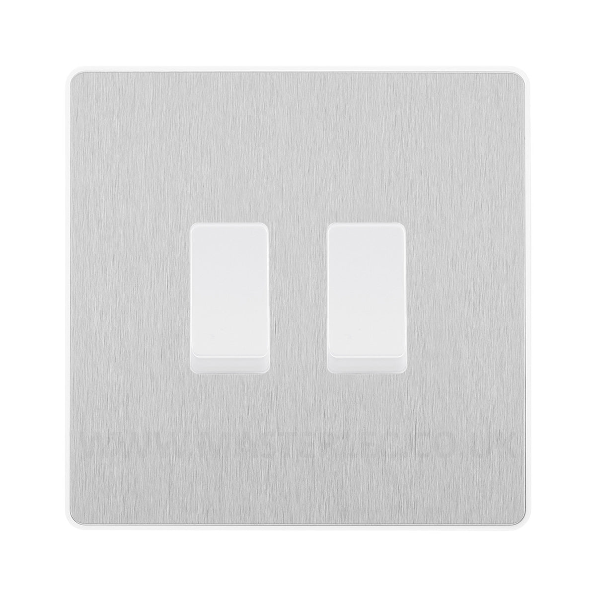 BG Evolve Brushed Steel 2 Gang Intermediate Custom Grid Light Switch