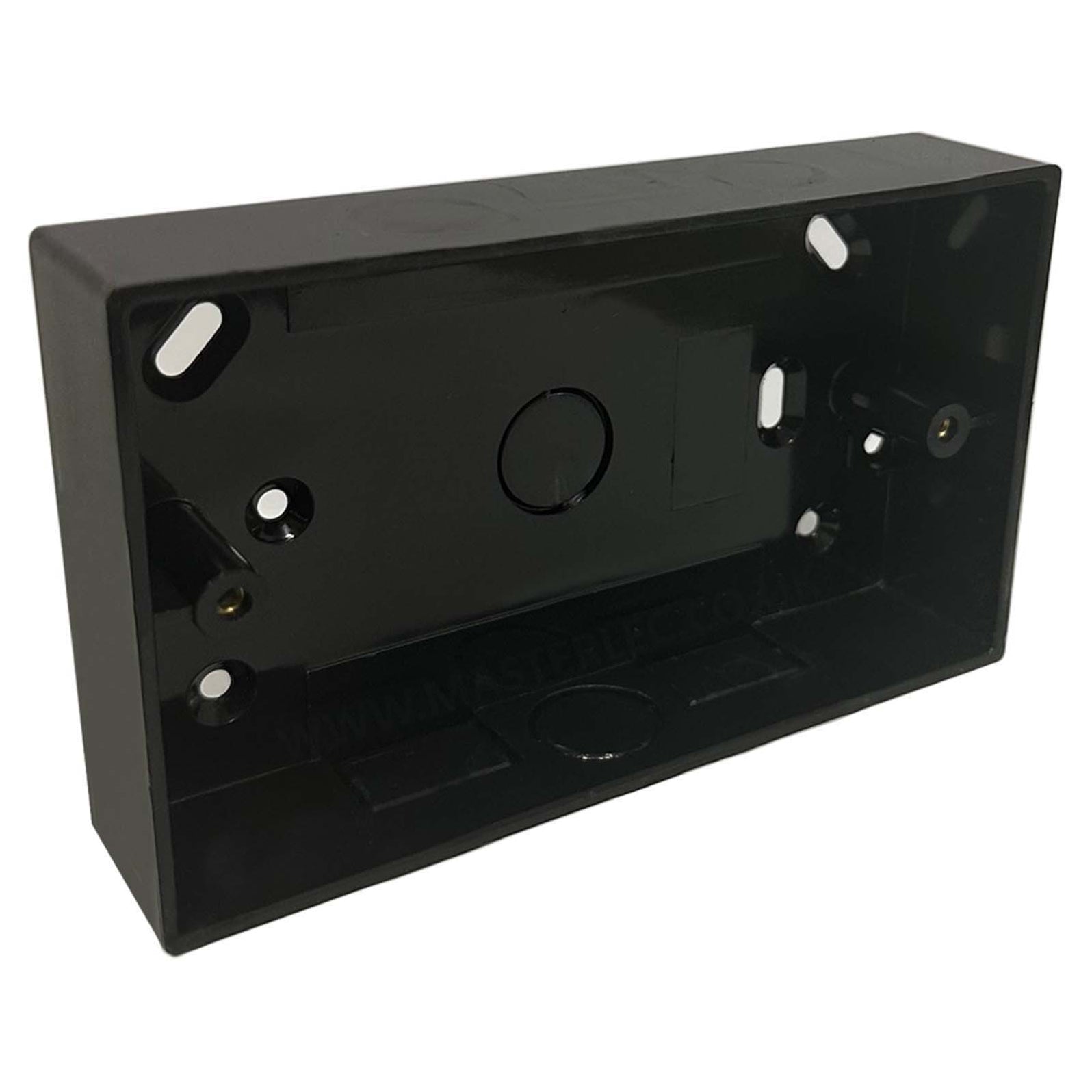 Back Box Rectangle 2 Gang Double Black Square Edge Surface Pattress Back Box 32mm Deep ...