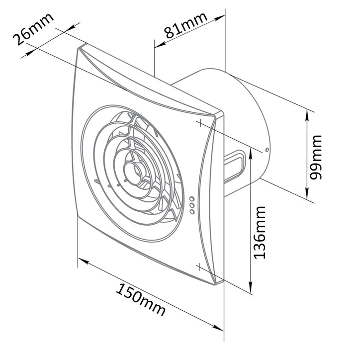Calm 100mm Zone 1 Timer Humidity Bathroom Extractor Fan Low Noise Silent CALM 100 H