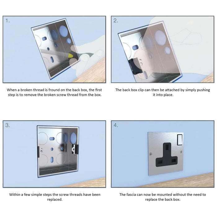 Back Box Repair Clip Pack of 5 Replace Damaged Thread on Pre-installed Back Box