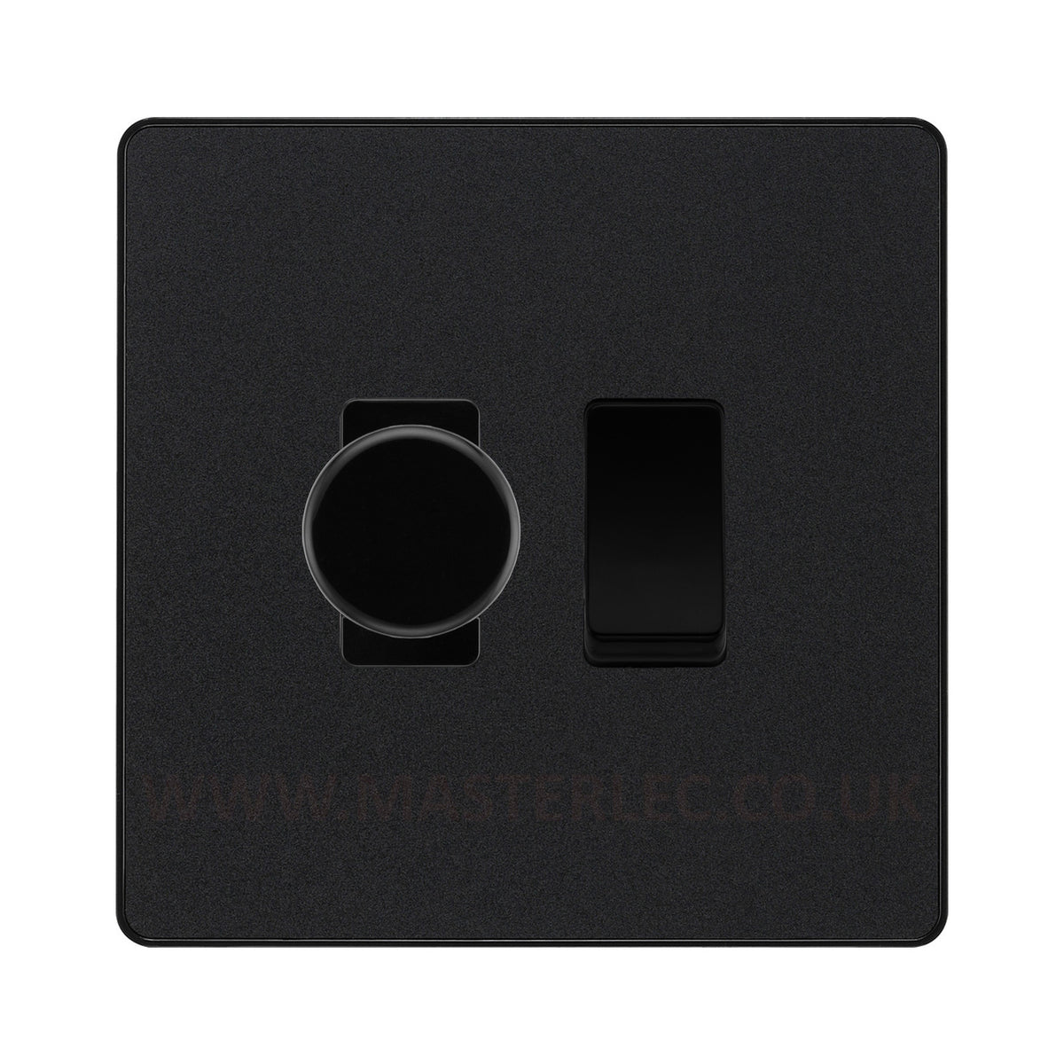 BG Evolve Matt Black 2 Gang Light Switch 1x Trailing Edge LED Dimmer 1 ...