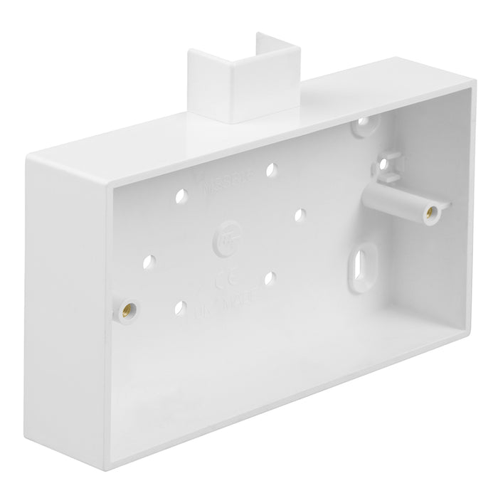 Univolt SFB2 PVC 32mm 2 Gang Double Pattress Back Box with MT2 Trunking Adaptor