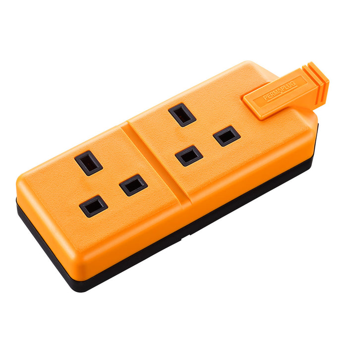 Masterplug ELS132O Heavy Duty Double Trailing Socket 2 Gang 13A Orange Permaplug