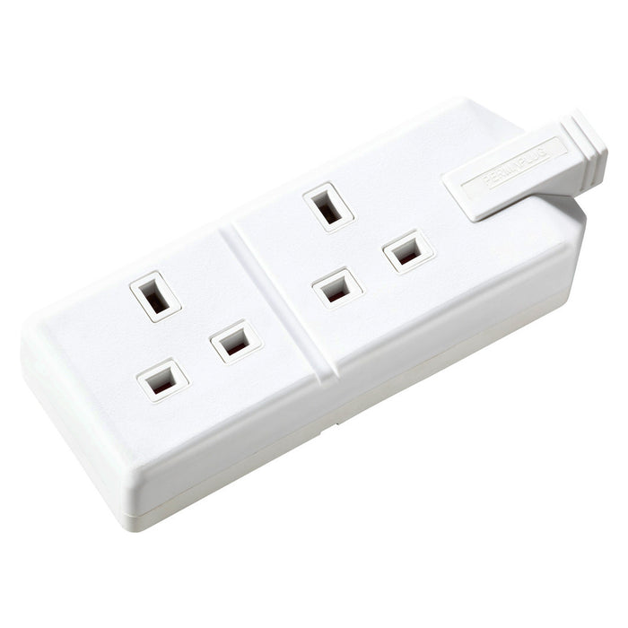 Masterplug ELS132W Heavy Duty Double Trailing Socket 2 Gang 13A White Permaplug