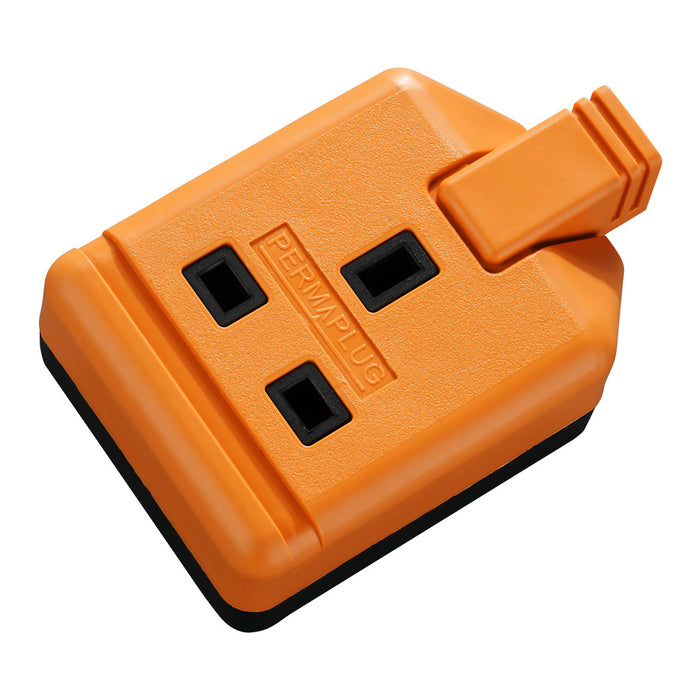 Masterplug ELS13O Heavy Duty Single Trailing Socket 1 Gang 13A Orange Permaplug