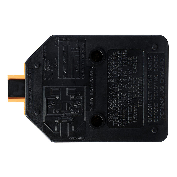 Masterplug ELS13O Heavy Duty Single Trailing Socket 1 Gang 13A Orange Permaplug