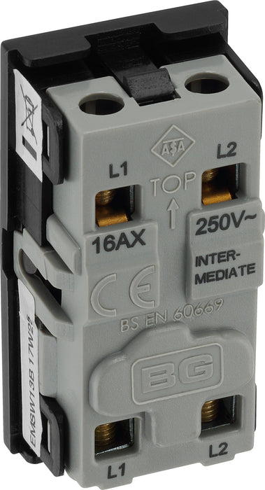 BG EMSW13B 20AX 3 Way Intermediate Euro Module Switch Black Insert