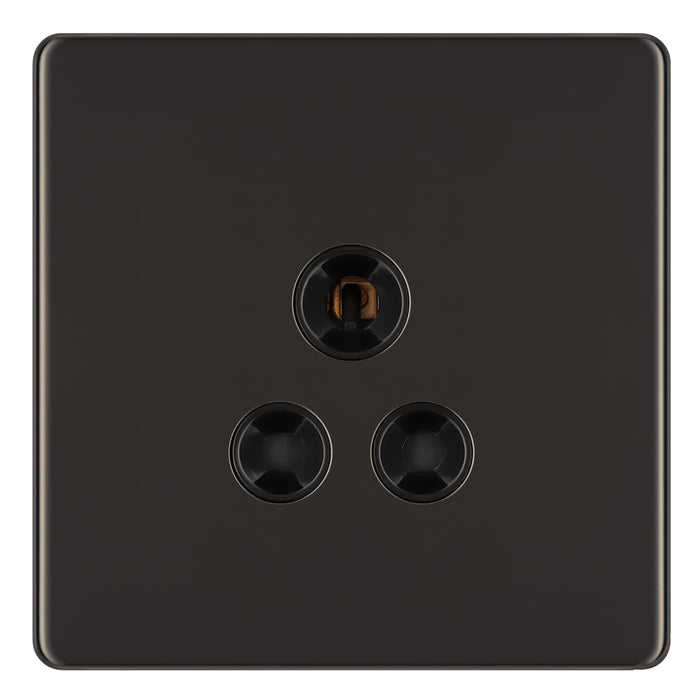 BG Nexus Flatplate Screwless Black Nickel 5 Amp Unswitched Round Pin Single Socket FBN29B Black Insert