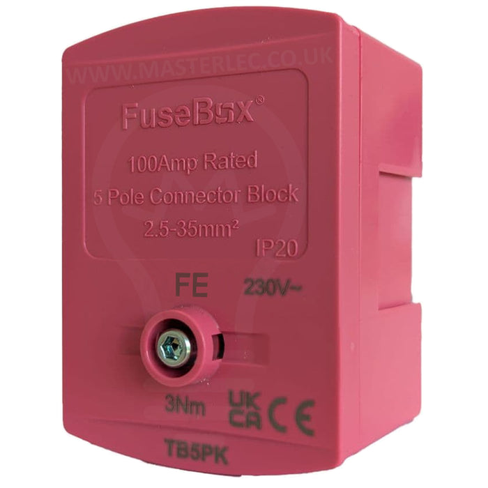Fusebox 100A Single Pole Mains Connector Blocks Brown Black Grey Pink Blue Green