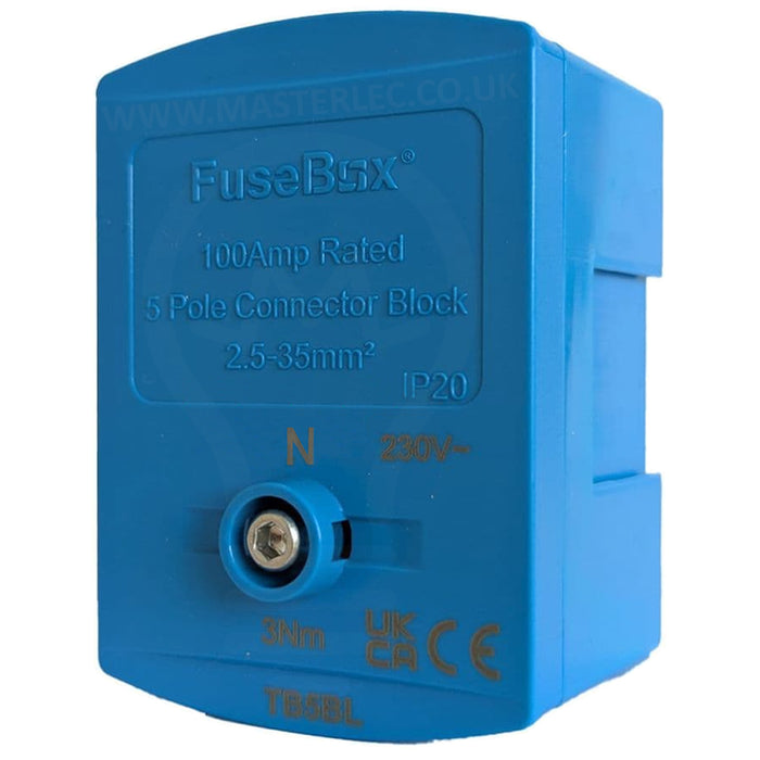 Fusebox 100A Single Pole Mains Connector Blocks Brown Black Grey Pink Blue Green