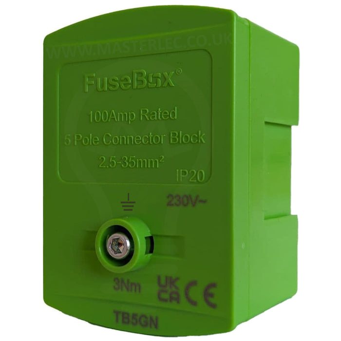 Fusebox 100A Single Pole Mains Connector Blocks Brown Black Grey Pink Blue Green