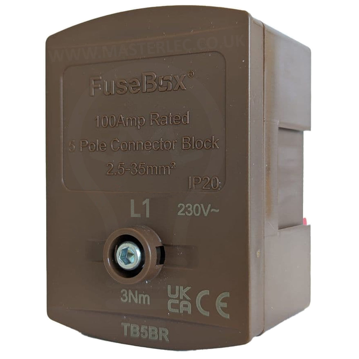 Fusebox 100A Single Pole Mains Connector Block Brown TB5BR — Masterlec