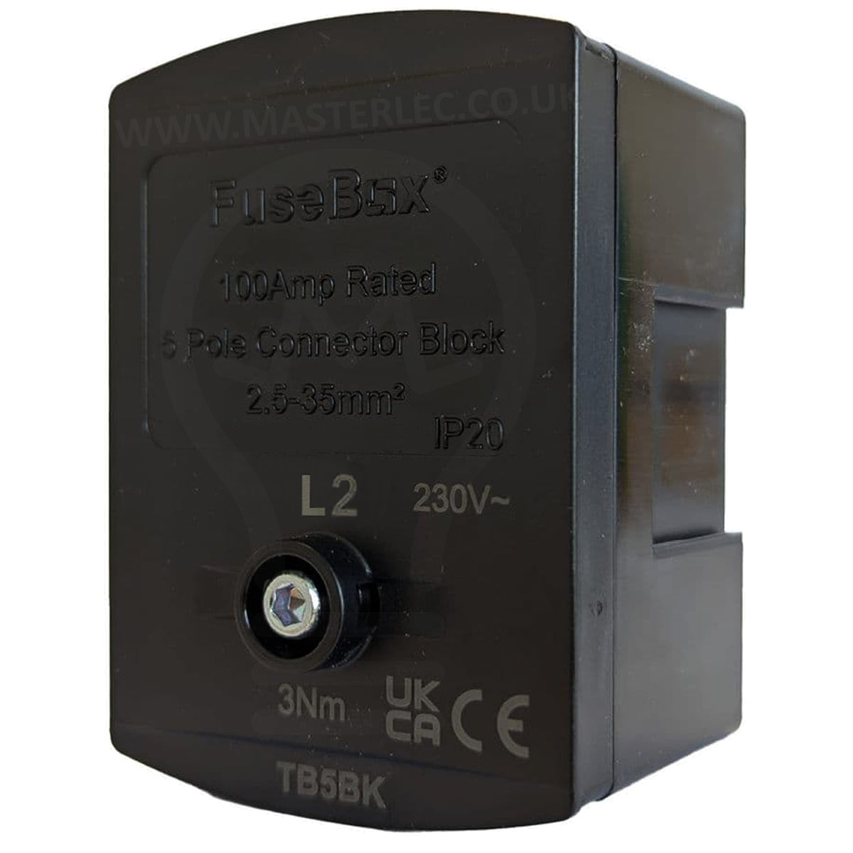 Fusebox 100A Single Pole Mains Connector Block Black TB5BK — Masterlec