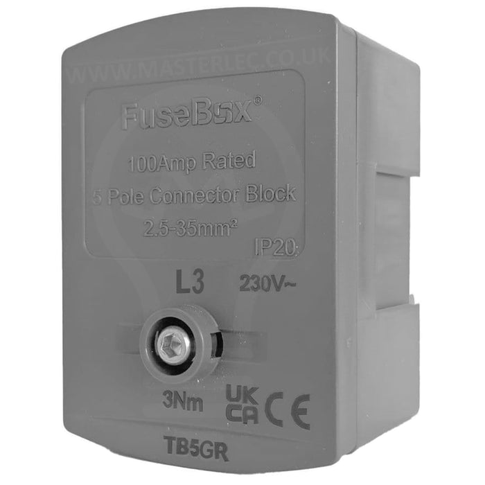 Fusebox 100A Single Pole Mains Connector Blocks Brown Black Grey Pink Blue Green