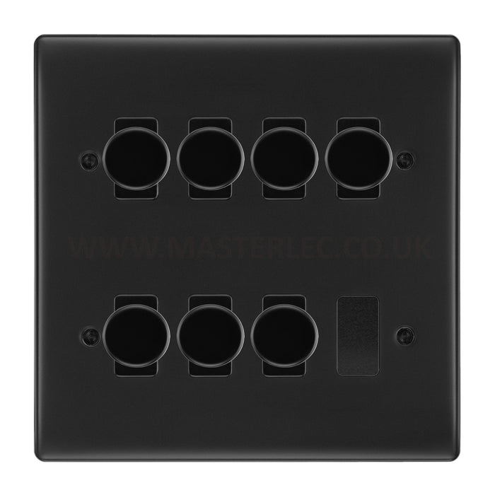 BG Matt Black 7 Gang 2 Way Trailing Edge Dimmer LED Compatible Custom Grid Switch