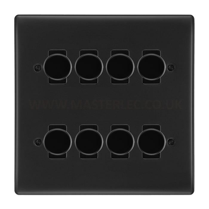 BG Matt Black 8 Gang 2 Way Trailing Edge Dimmer LED Compatible Custom Grid Switch