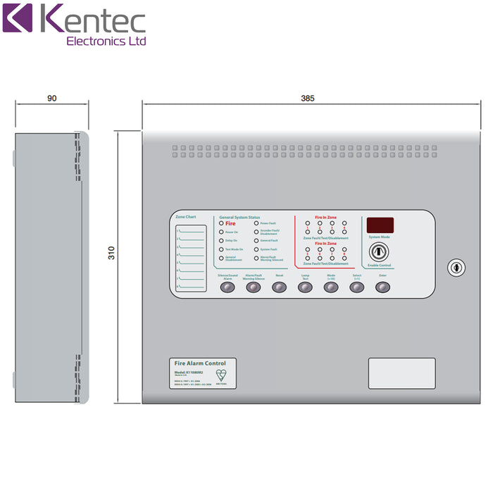Kentec Fire Control Panel Kentec Sigma K11080M2 8 Zone 4 Wire Conventional Fire Alarm Control Pa ...