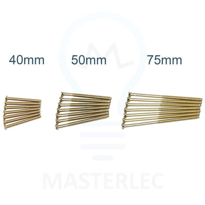 thumbnail image 2 of Best M3.5 X 75mm Brass Electrical Screws For Light Switches & Sockets - Domed Head, Slot/Pozidrive - Pack Of 5 2 of 5