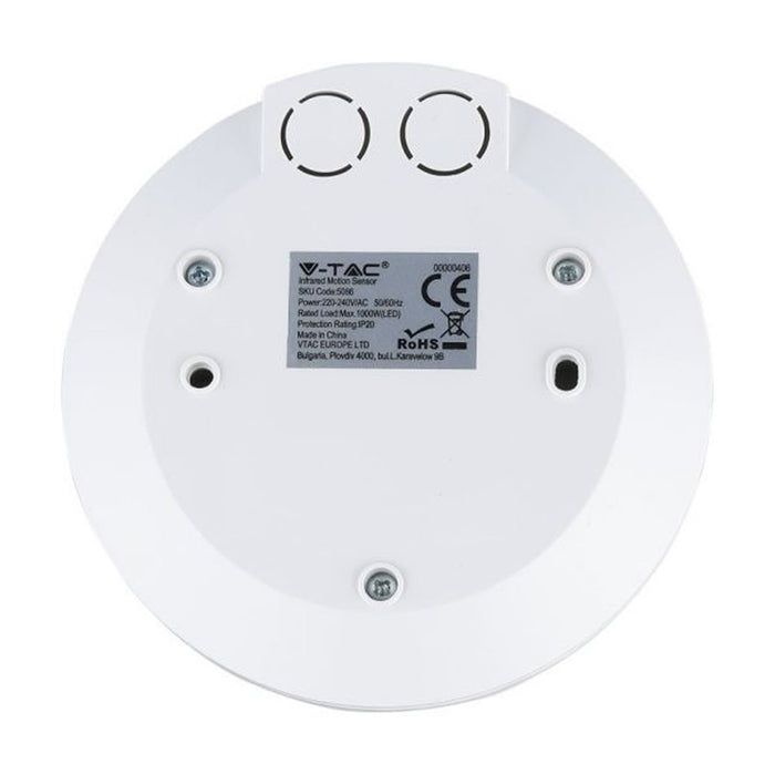 V-TAC VT-8027 5086 White Infrared Motion PIR Ceiling Sensor Flat