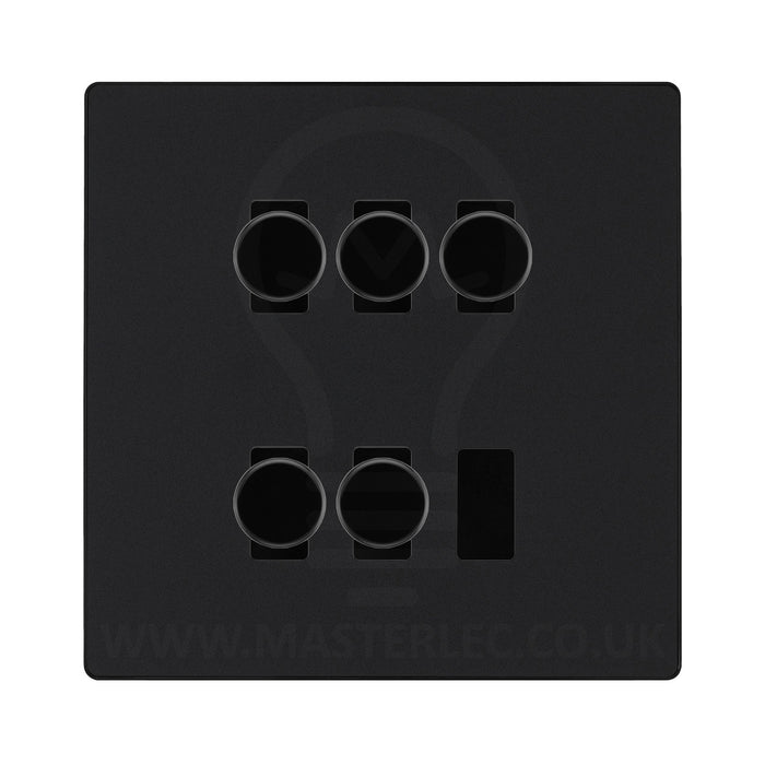 BG Evolve Matt Black 5 Gang Trailing Edge LED Dimmer Light Switch 2 Way Custom Switch